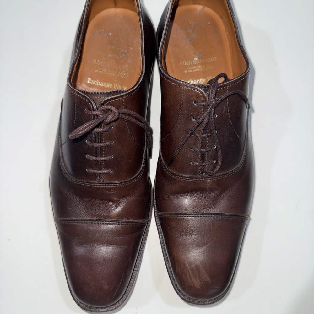 Allen Edmonds Brown Leather Oxford Shoes Cap-Toe Design
